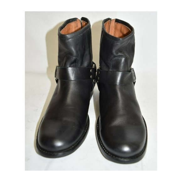 FRYE 'Phillip' Harness Boot MOTO BIKER RING CHIC BLACK LEATHER 6.5 (K11) - Picture 2 of 7